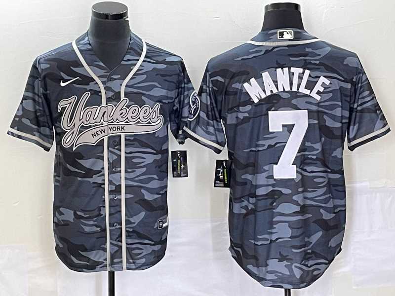 Men's New York Yankees #7 Mickey Mantle Grey Camo Cool Base With Patch Stitched Baseball Jerseys,We sell and wholesale Men's New York Yankees #7 Mickey Mantle Grey Camo Cool Base With Patch Stitched Baseball Jerseys on line form chian!